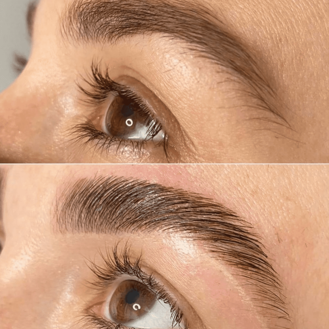 rehaussement et teinture des sourcils avant et après