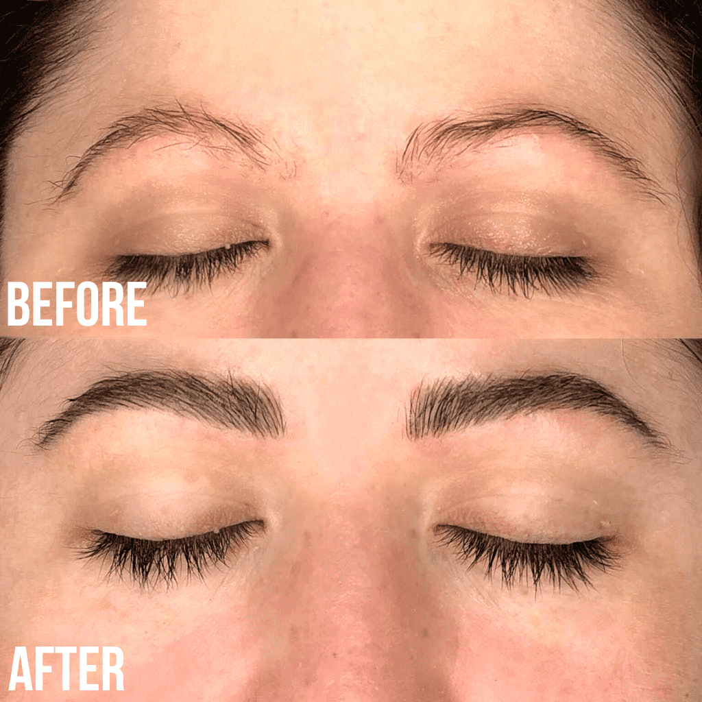 rehaussement et teinture des sourcils avant et après