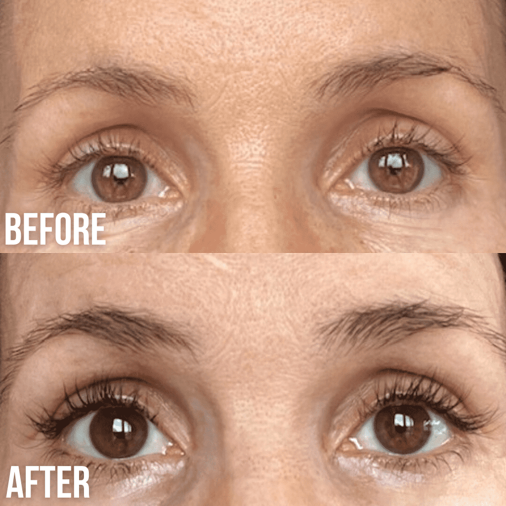 rehaussement et teinture des cils avant et après