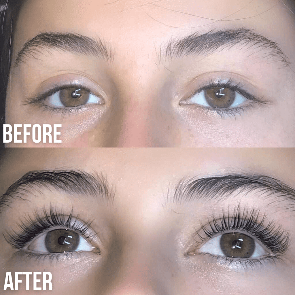 rehaussement et teinture de cils avant et après