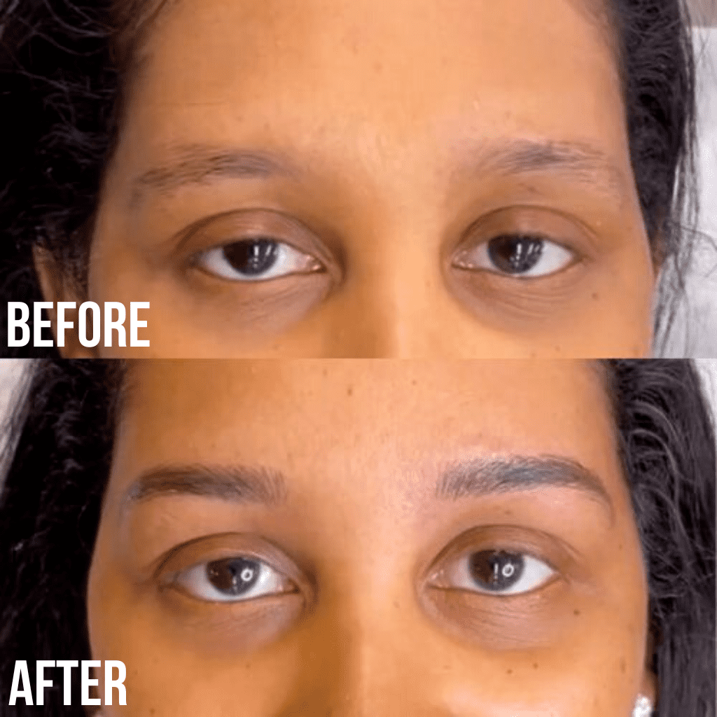 rehaussement et teinture des sourcils avant et après