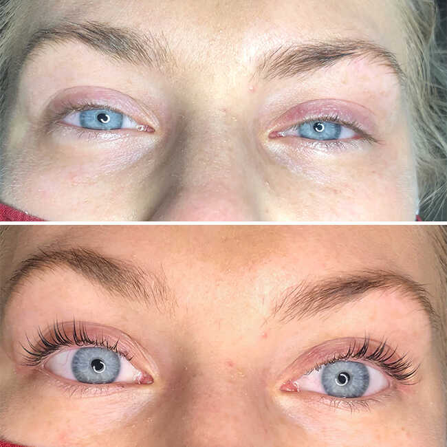 luxe teinture pour sourcils et cils avant et après