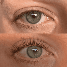 rehaussement de cils et teinture avant et après